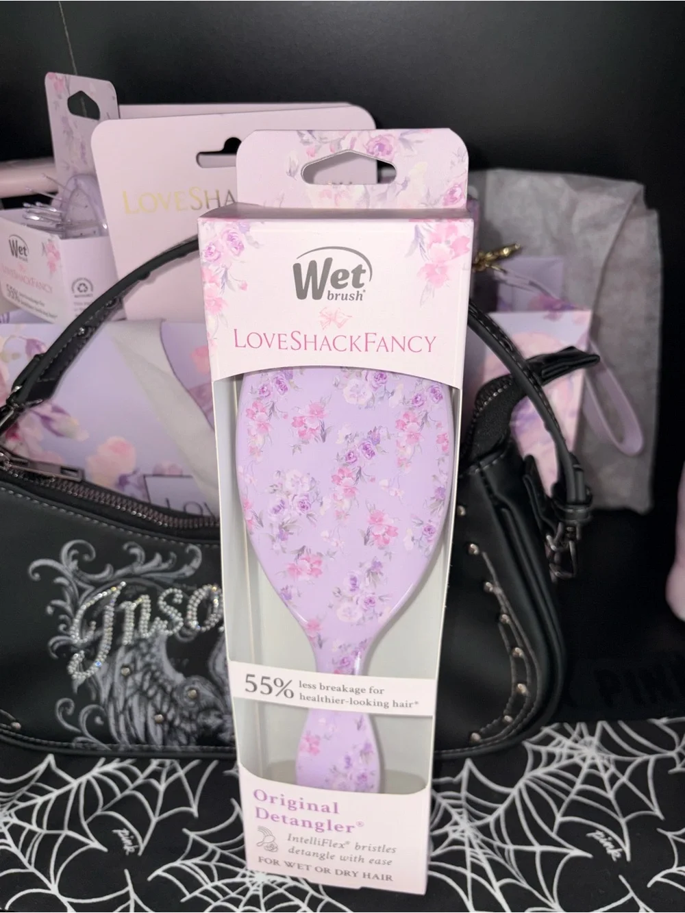 LoveShackFancy X Wet Brush happy thoughts hibiscus hair brush
